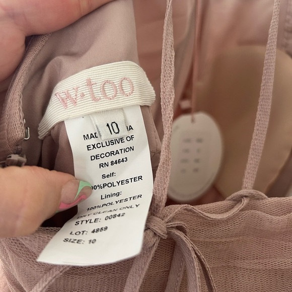 NWT Watters WTOO Lexie - Solid Blush Tulle Gown Lace Up Adjustable Straps - Picture 9 of 14